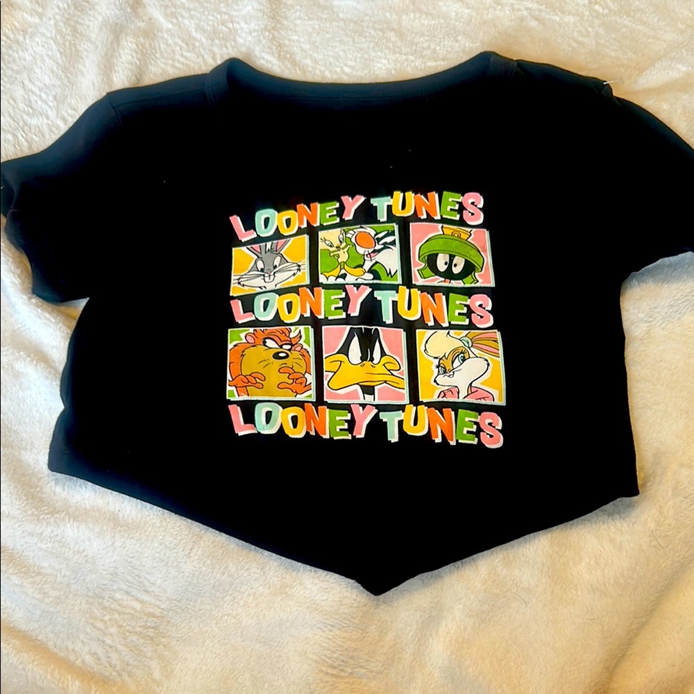Looney Tunes Black Crop Top, size small, NWOT